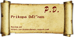 Prikopa Dénes névjegykártya
